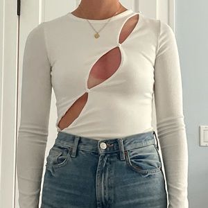 Sabo skirt cut out long sleeved body suit
